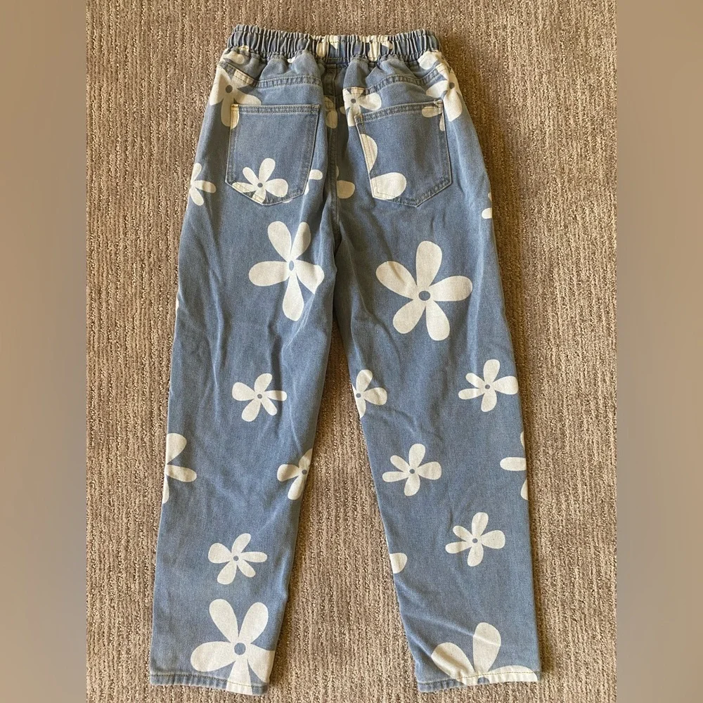Blue Floral Print Jeans - Picture 3 of 7